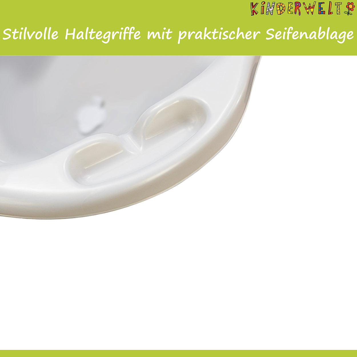 Baby Badewanne XXL 100 cm Funny Farm weiß mit Stöpsel Babywanne Wanne