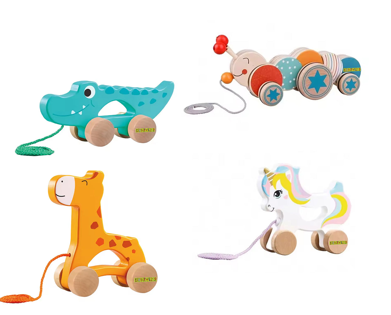 Nachziehspielzeug Giraffe aus Holz, kindgerechtes Lernspielzeug, Kinderspielzeug zum Ziehen, Schieben und Spielen