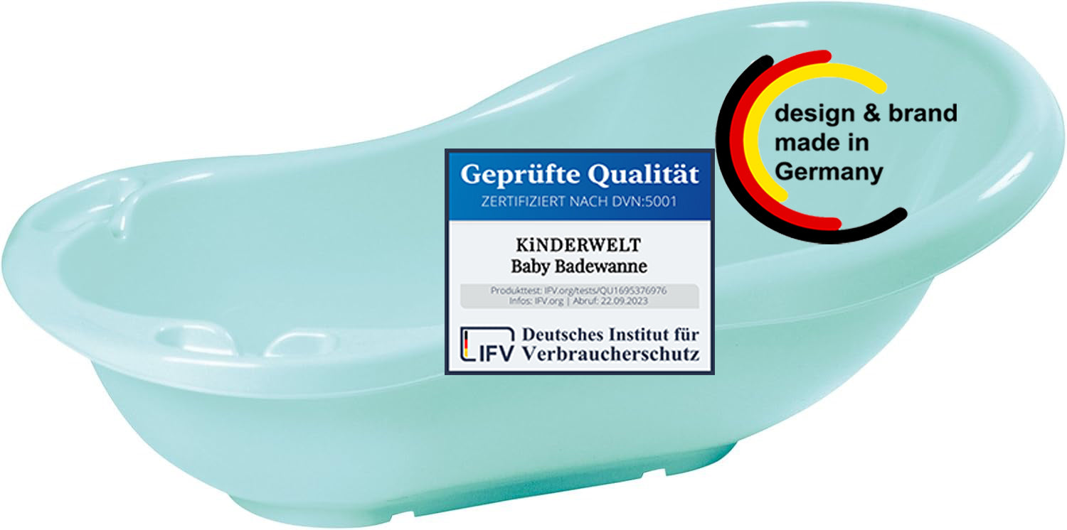 KiNDERWELT Babywanne 84 cm - Baby Badewanne - BPA-Frei - Wanne zum Baden für Babys und Neugeborene - aquamarin