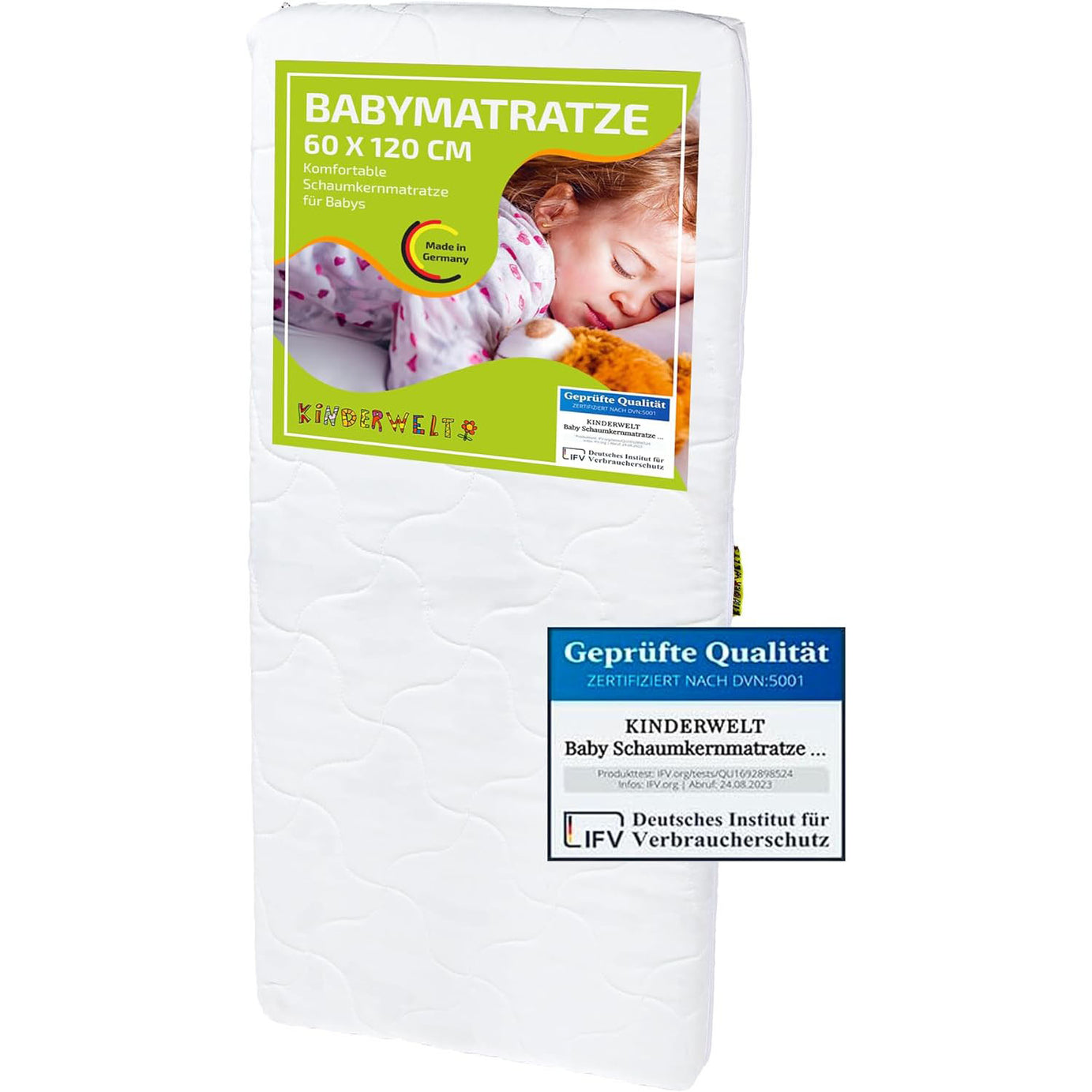 Baby foam core mattress Comfort quilted baby mattress 60 x 120 white