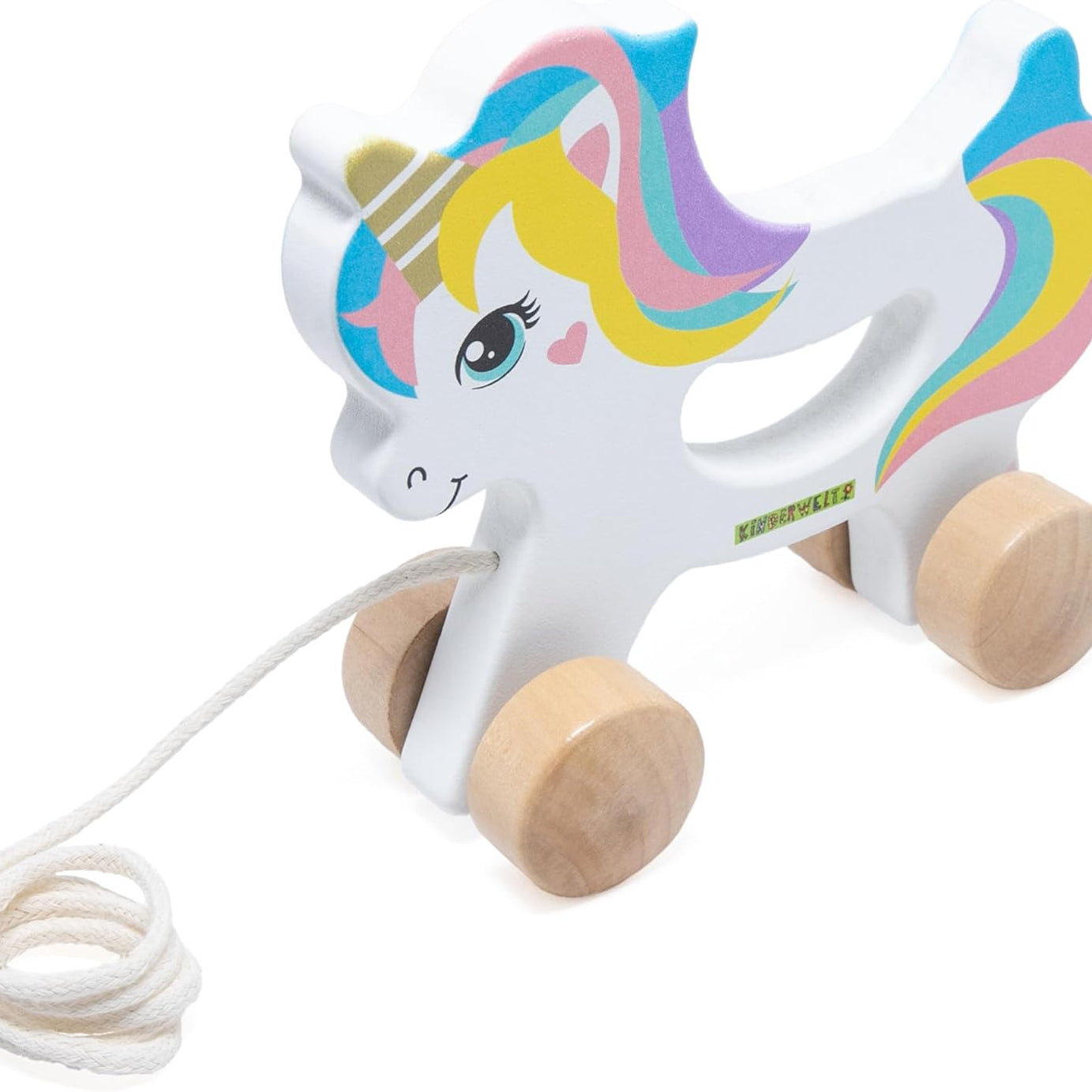 Nachziehspielzeug Einhorn aus Holz, kindgerechtes Lernspielzeug, Kinderspielzeug zum Ziehen, Schieben und Spielen