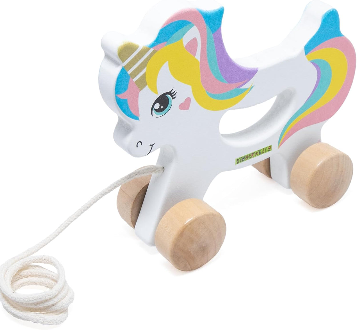 Nachziehspielzeug Einhorn aus Holz, kindgerechtes Lernspielzeug, Kinderspielzeug zum Ziehen, Schieben und Spielen