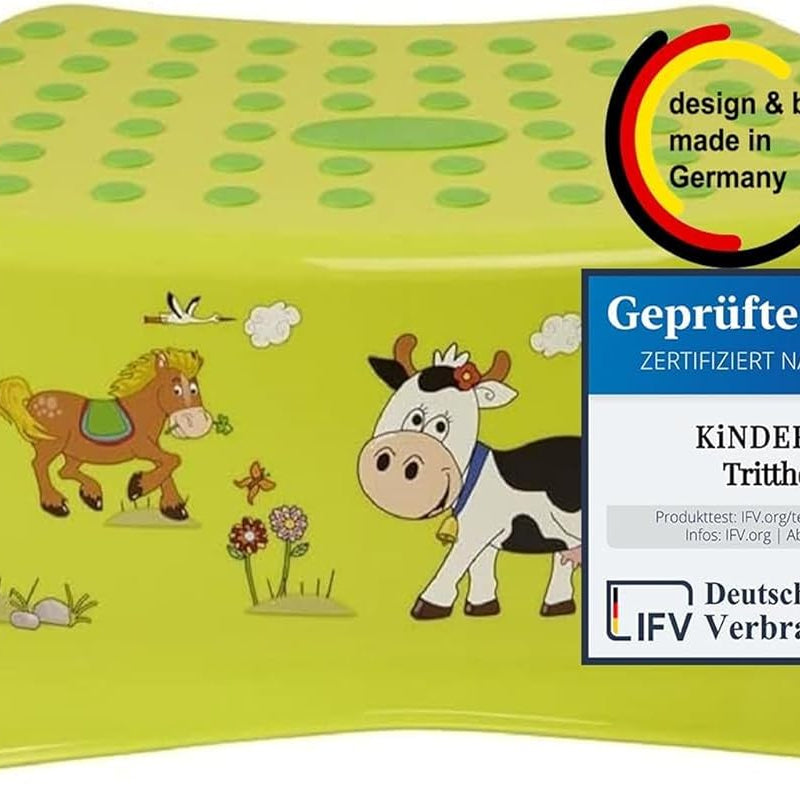 Premium Tritthocker Funny grün stabiler Hocker für Kinder