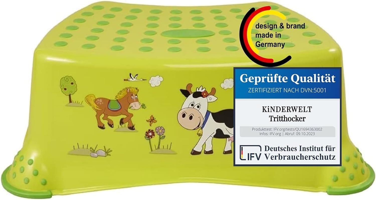 Premium Tritthocker Funny grün stabiler Hocker für Kinder