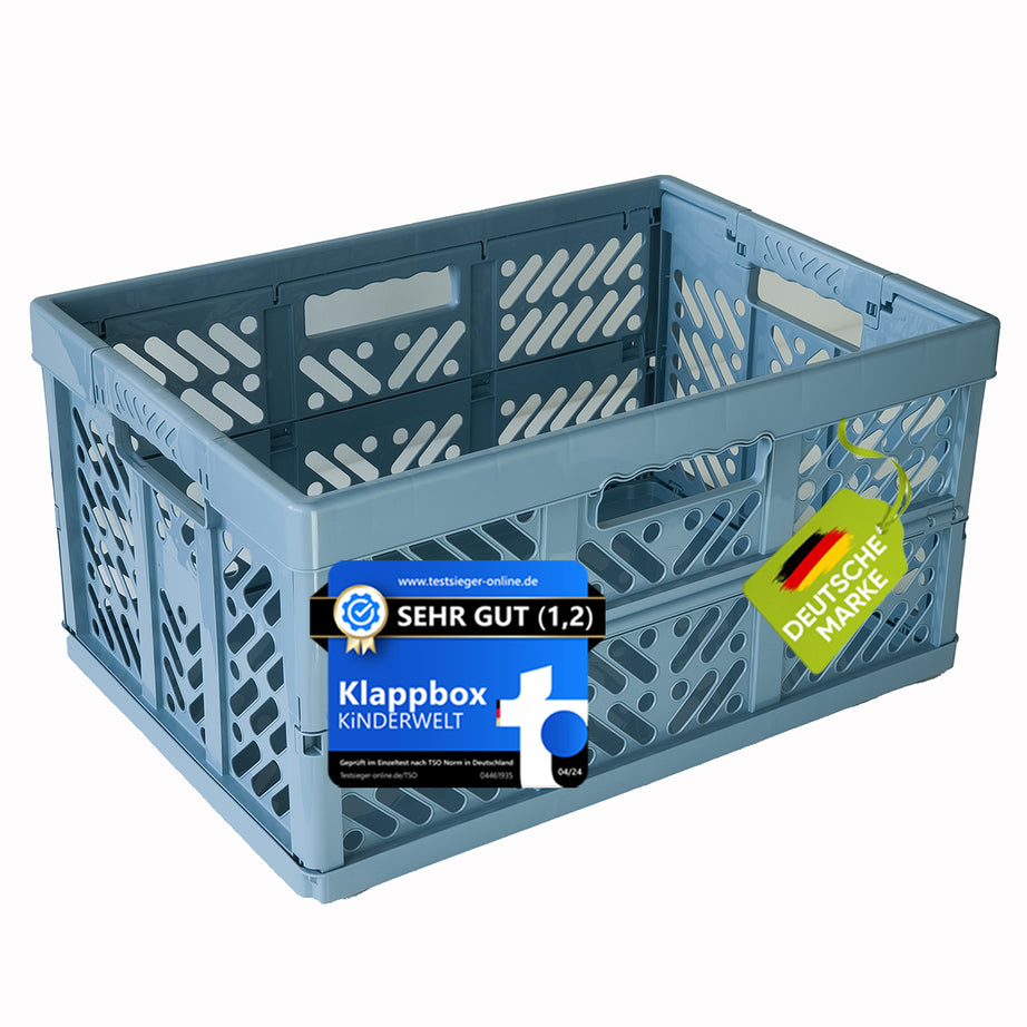 KiNDERWELT Robuste Profi - Klappbox 45 L bis 50 kg - Faltbox, Kiste, Korb zur Aufbewahrung, Transport - blau