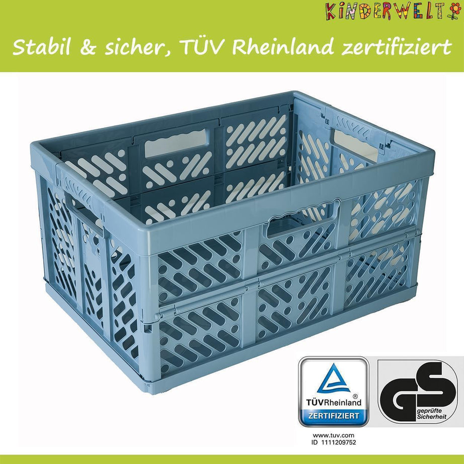 KiNDERWELT 4 x Stabile Profi-Klappboxen blau mit Soft-Touch Griffen