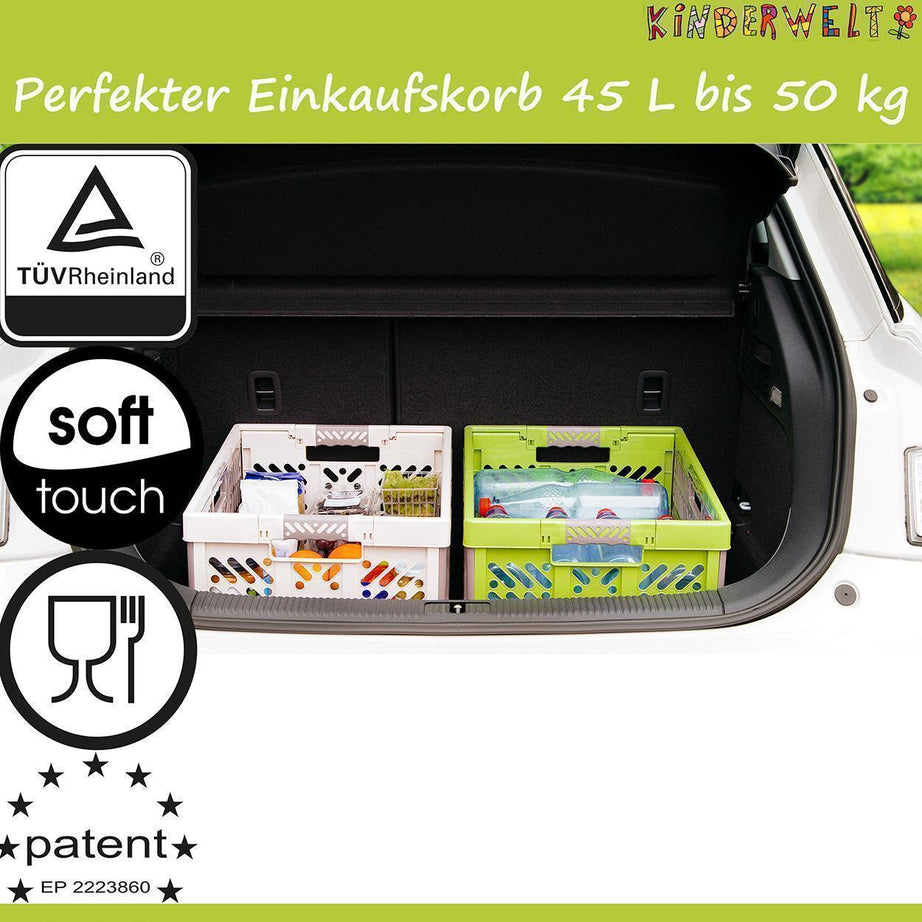 KiNDERWELT 4 x Stabile Profi-Klappboxen blau mit Soft-Touch Griffen