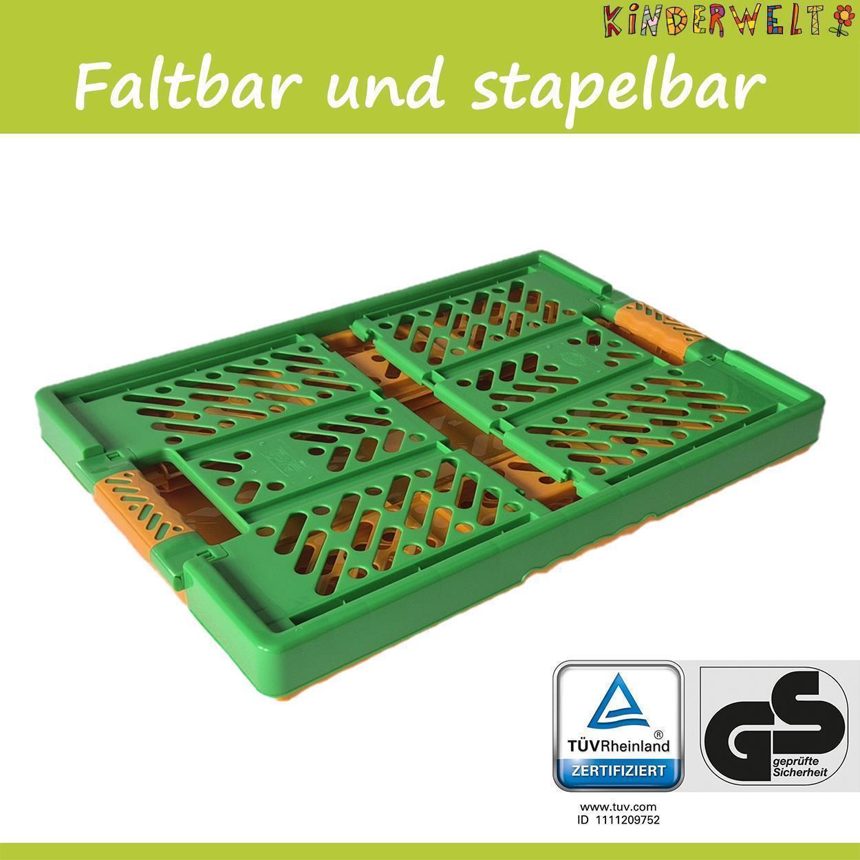 KiNDERWELT 2 x Robuste Profi - Klappbox 45 L bis 50 kg - Faltbox, Kiste, Korb zur Aufbewahrung, Transport - orange