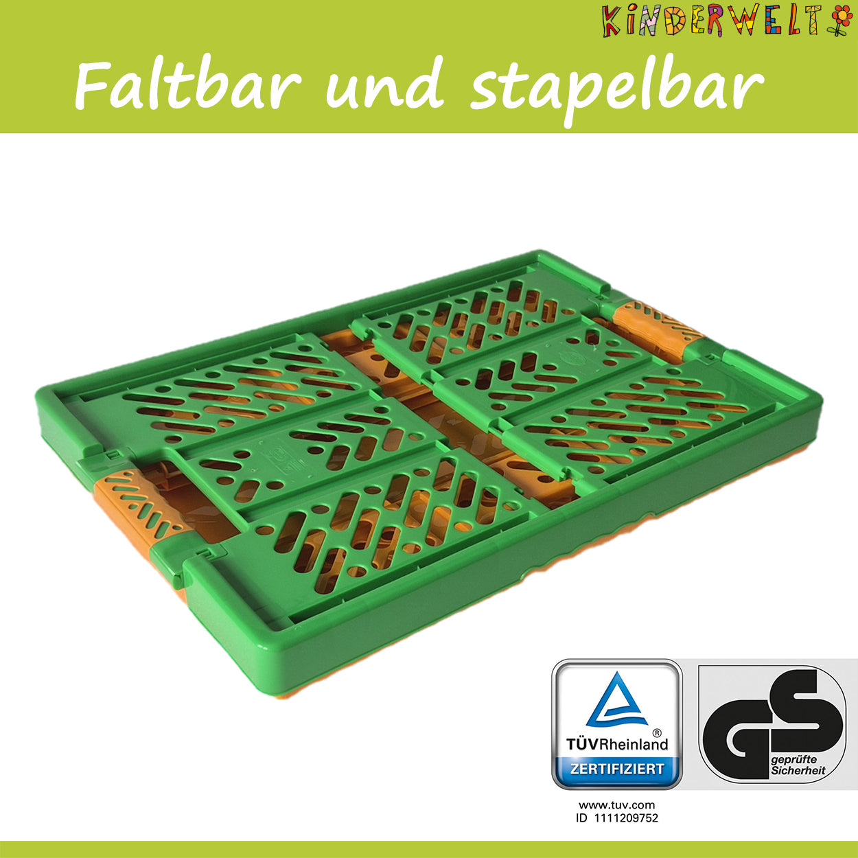 KiNDERWELT 10 x Robuste Profi - Klappbox 45 L bis 50 kg - Faltbox, Kiste, Korb zur Aufbewahrung, Transport - orange