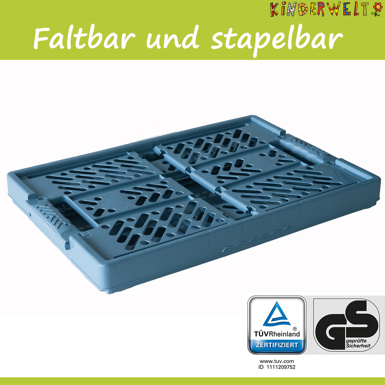 KiNDERWELT 4 x Stabile Profi-Klappboxen blau mit Soft-Touch Griffen
