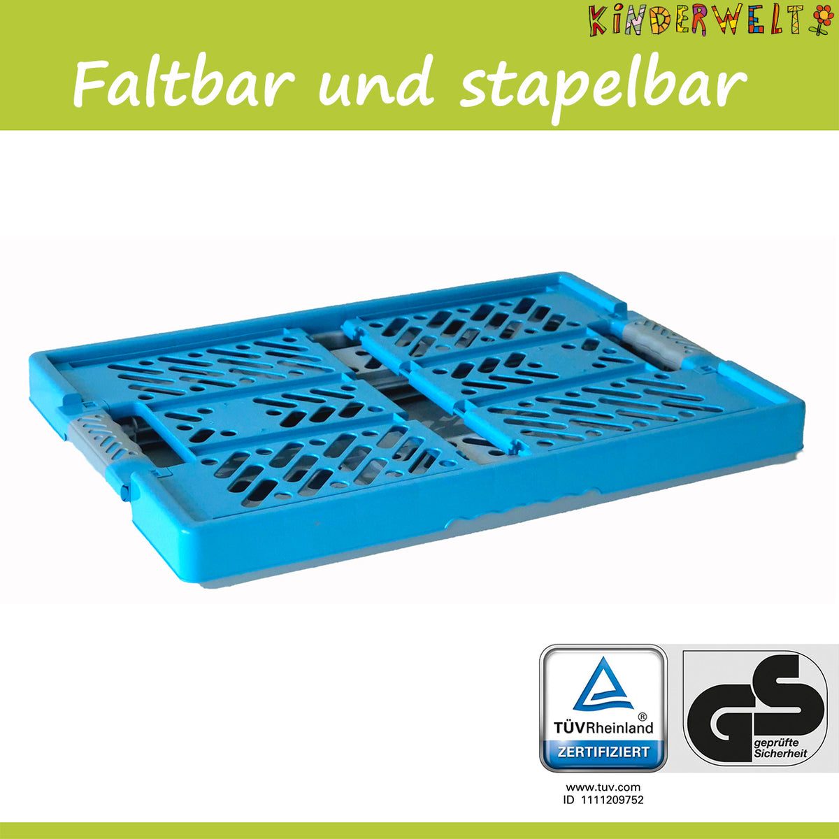 KiNDERWELT 10 x Robuste Profi - Klappbox 45 L bis 50 kg - Faltbox, Kiste, Korb zur Aufbewahrung, Transport - blau