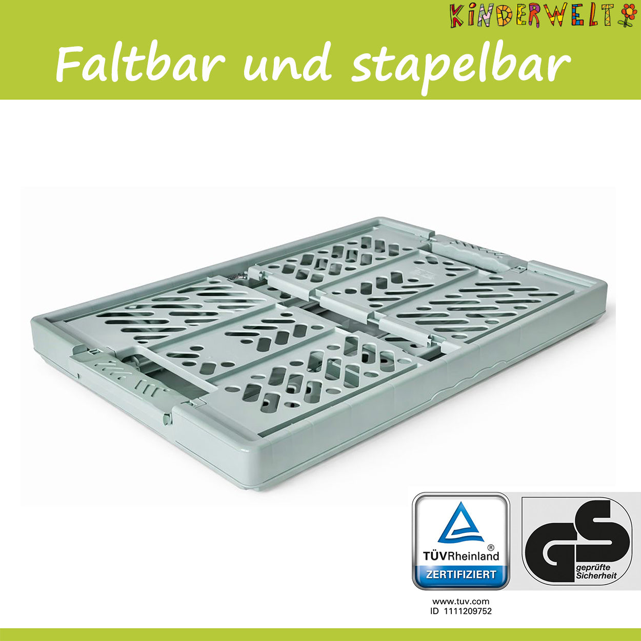 KiNDERWELT 6 x Robuste Profi - Klappbox 45 L bis 50 kg - Faltbox, Kiste, Korb zur Aufbewahrung, Transport - mintweiss