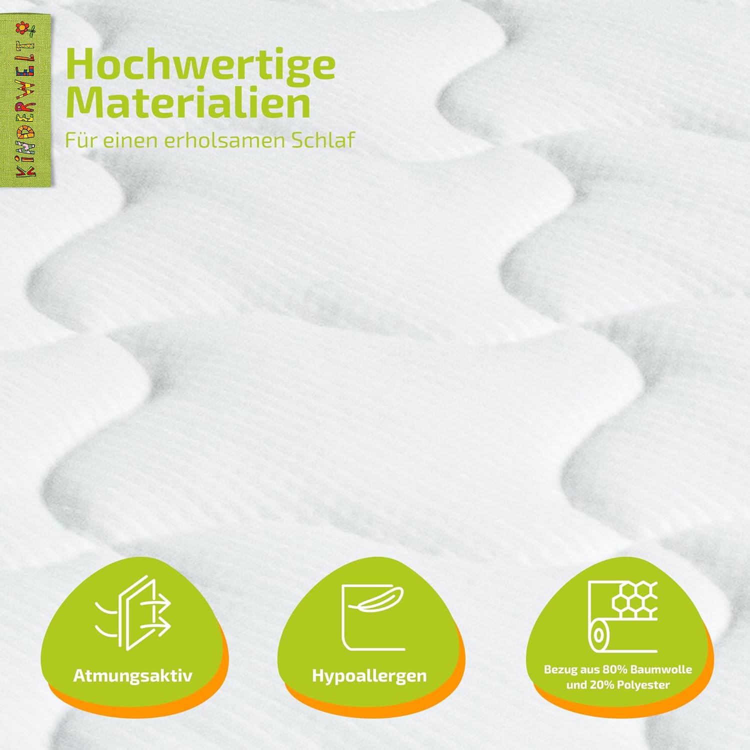 Baby Schaumkernmatratze mit Komfortbezug gesteppt Babymatratze Matratze 70 x 140 x 10 cm weiß