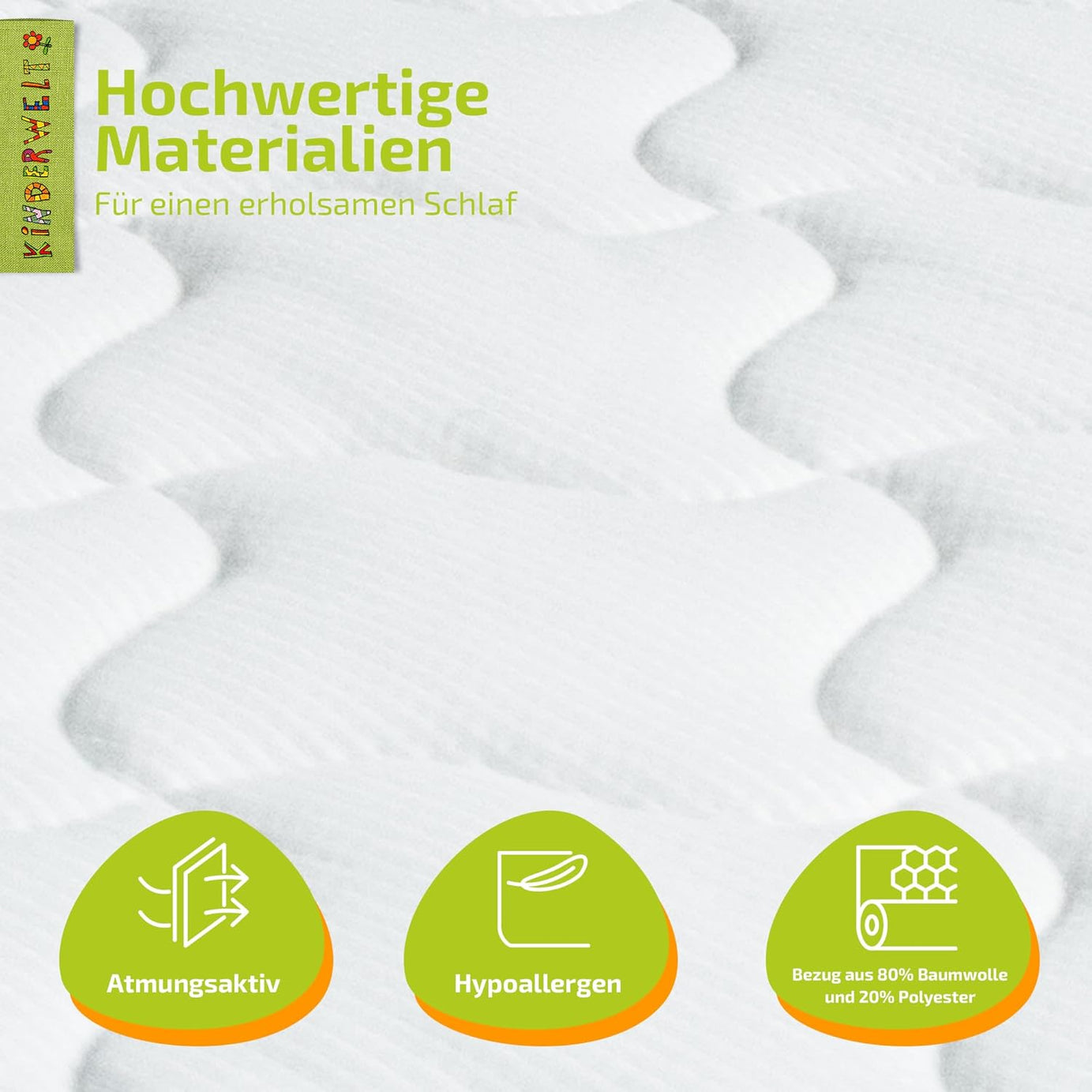 Baby Schaumkernmatratze mit Komfortbezug gesteppt Babymatratze Matratze 60 x 120 x 10 weiß