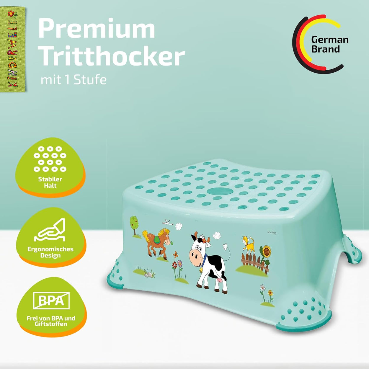 Premium stabiler Tritthocker weiß