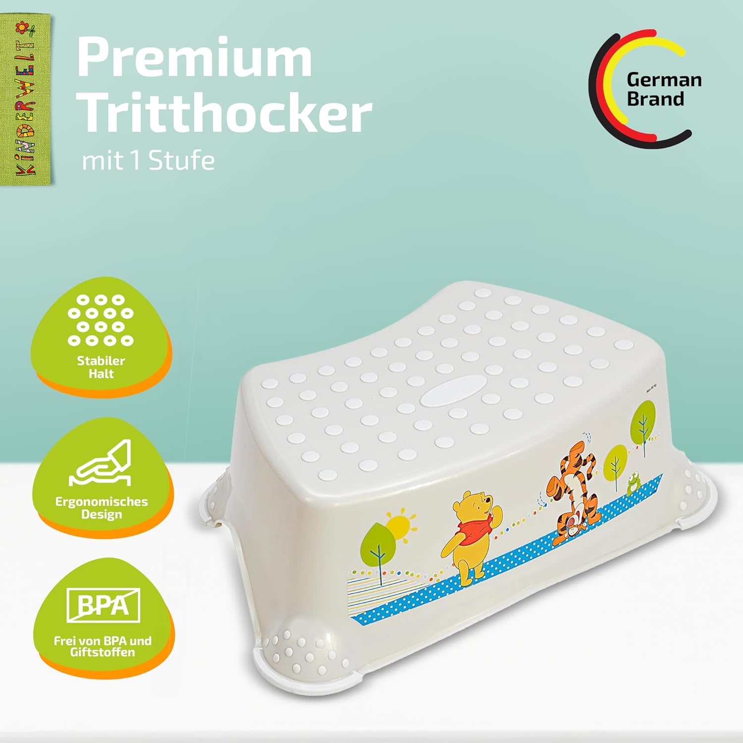 2er Set : Winnie Puuh perlweiß Toilettensitz + Tritthocker Toilettentrainer