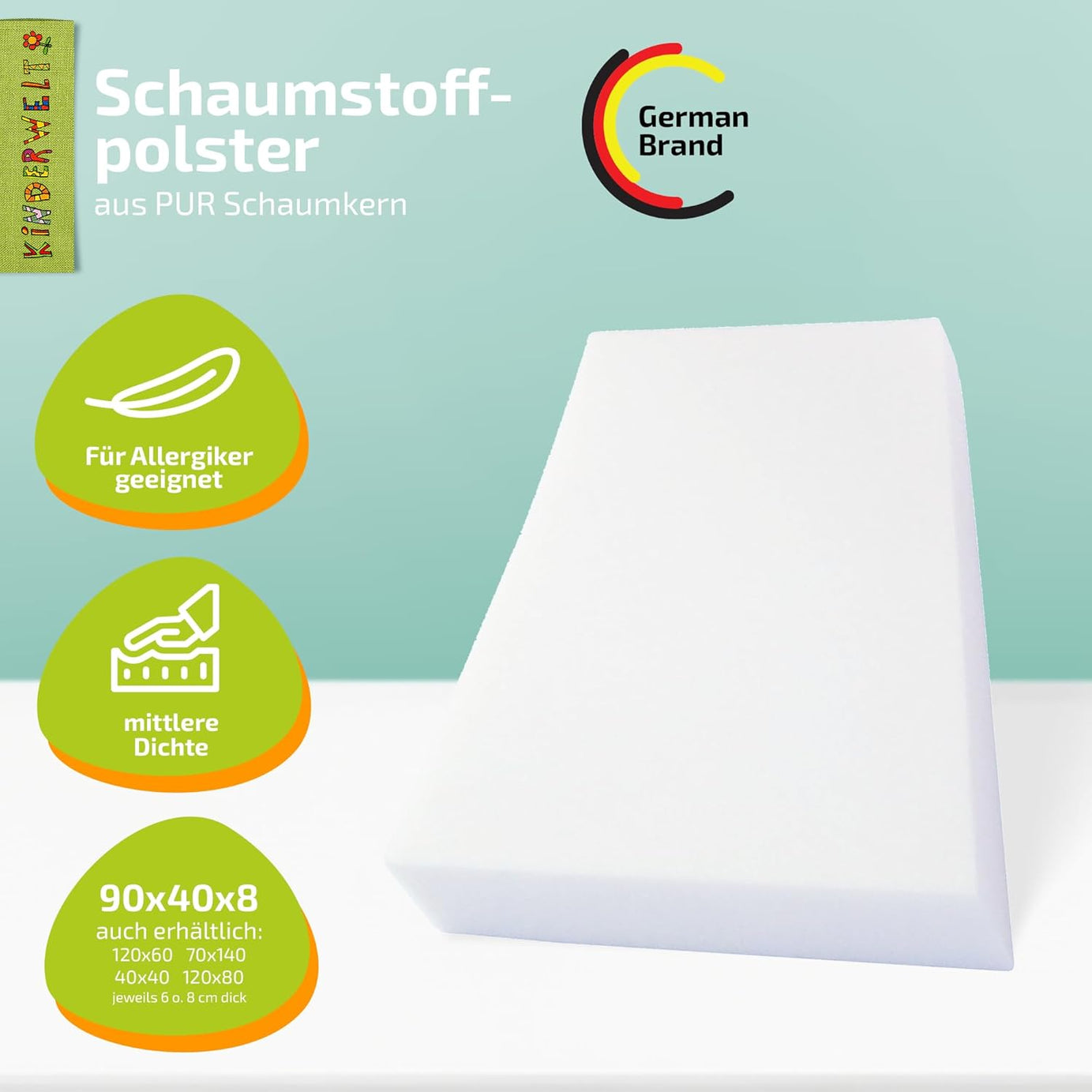 Schaumstoff Polster Schaumstoffplatte Schaum 90 x 40 x 8 cm