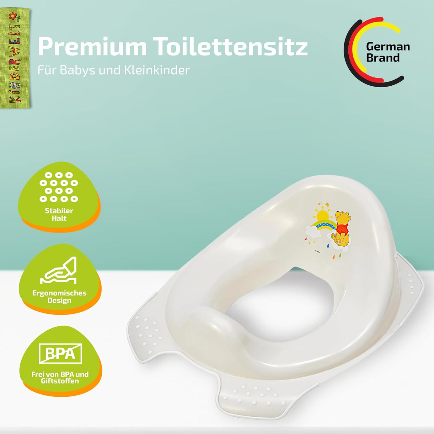 Disney Winnie Puuh perlweiß Toilettensitz + zweistufiger Hocker + Topf  mit Anti-Rutsch-Funktion