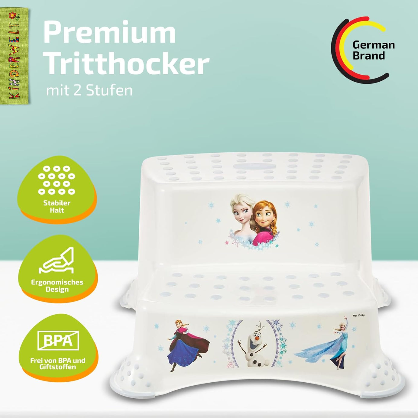 Escabeau à deux marches haut de gamme Tabouret stable Disney La Reine des Neiges