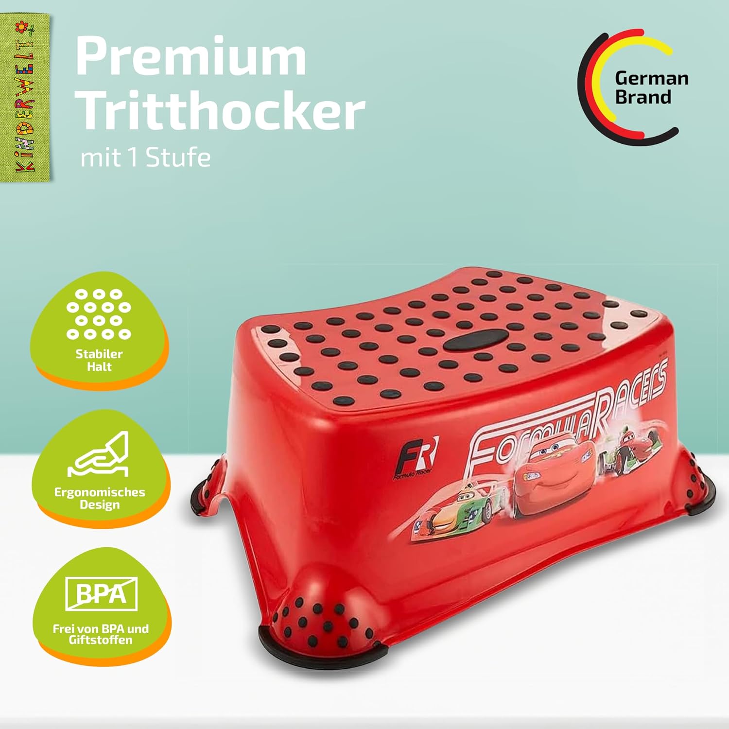 Premium Tritthocker Disney Cars rot stabiler Hocker für Kinder