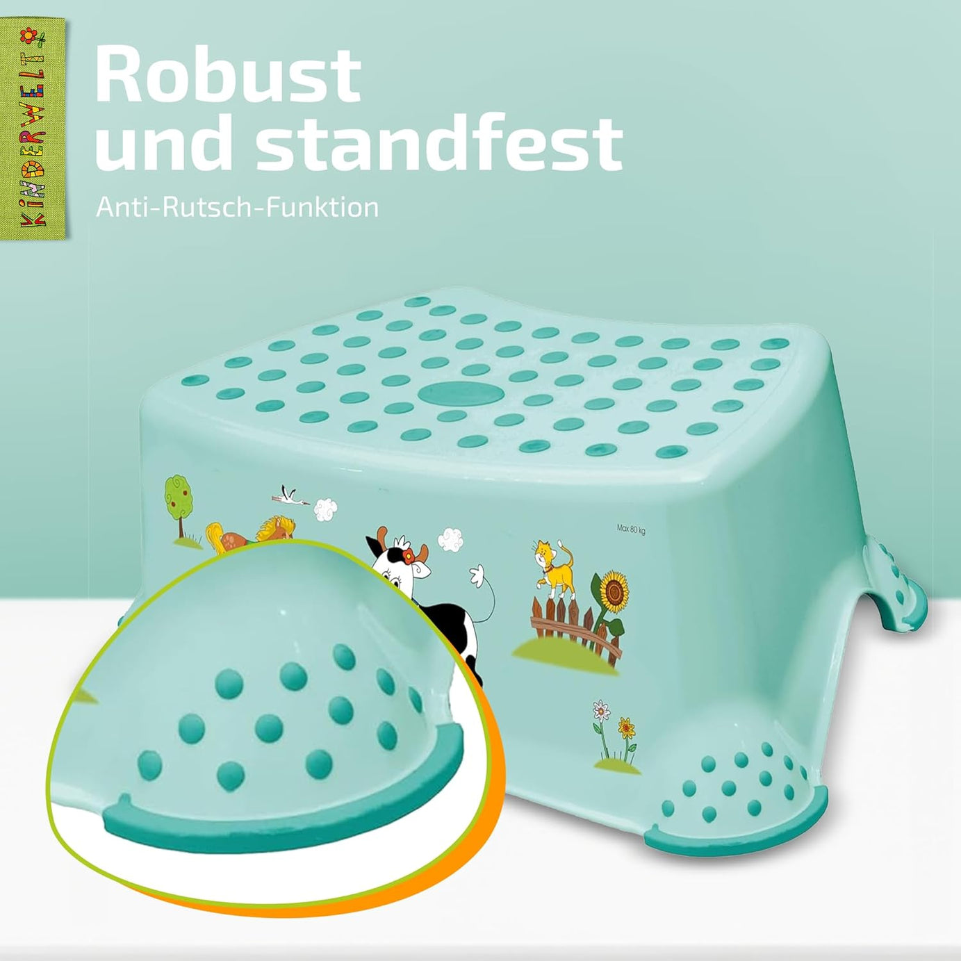 Premium stabiler Tritthocker Tier Motiv weiß