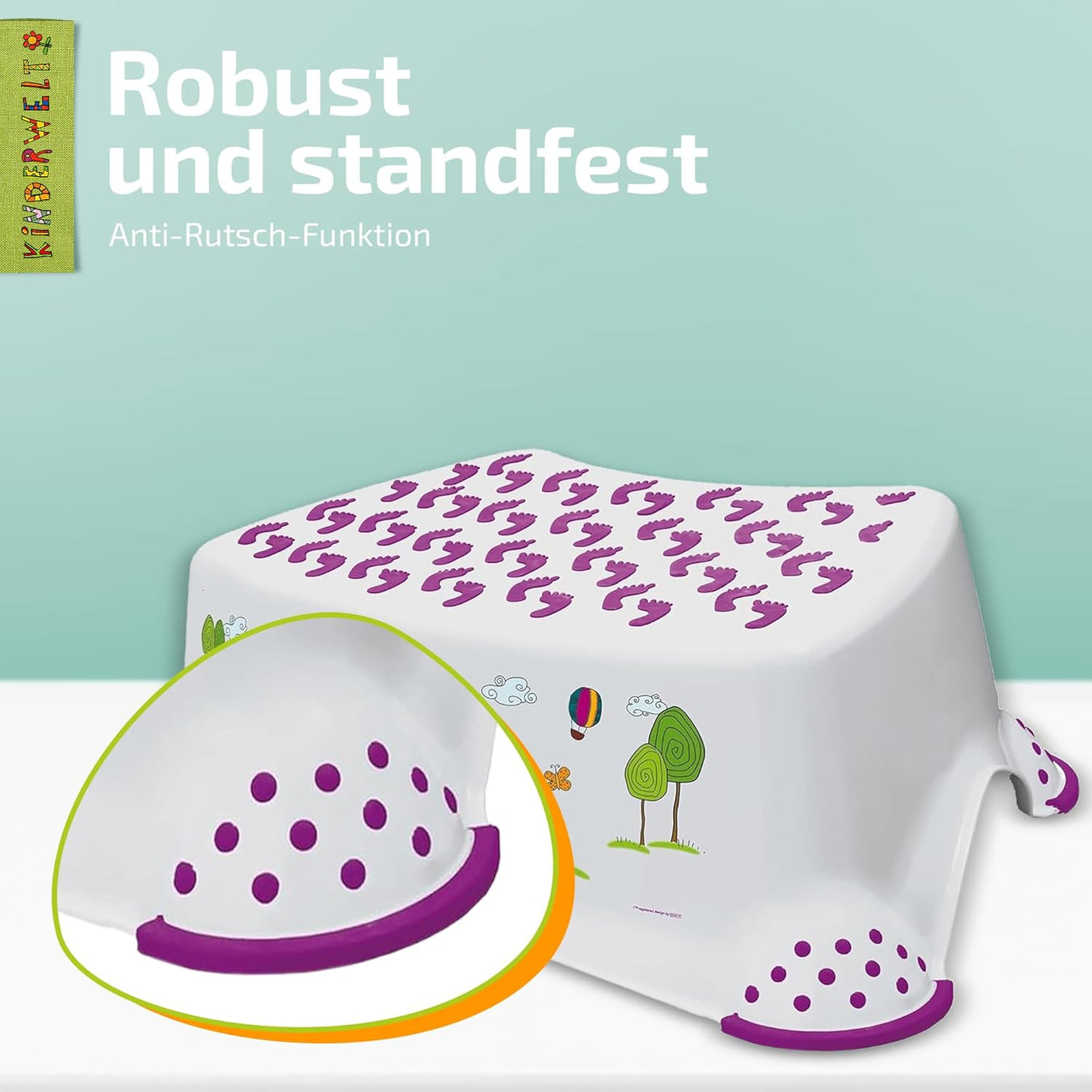 Premium Tritthocker Hippo weiß stabiler Hocker für Kinder