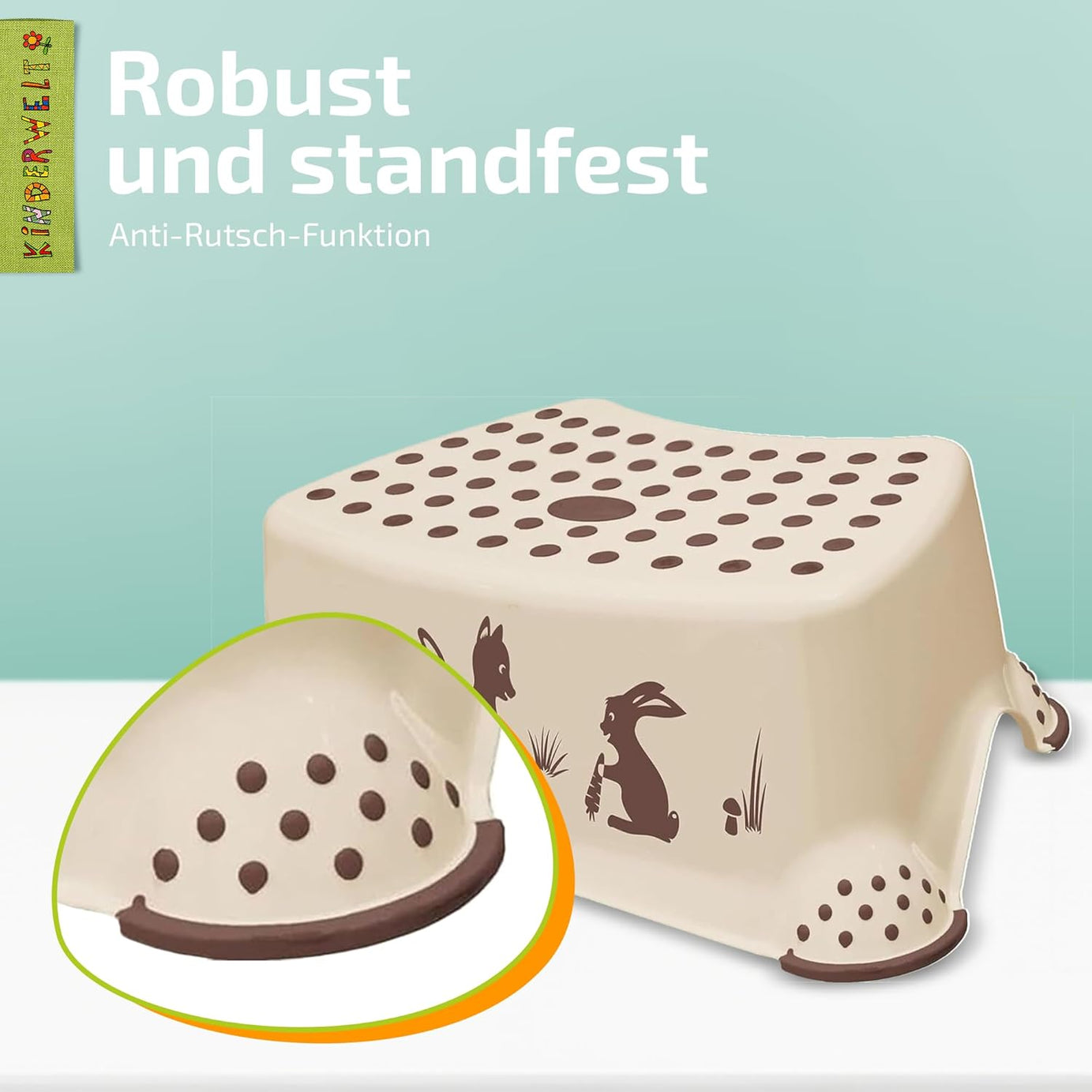 Premium Tritthocker Forest beige stabiler Hocker für Kinder