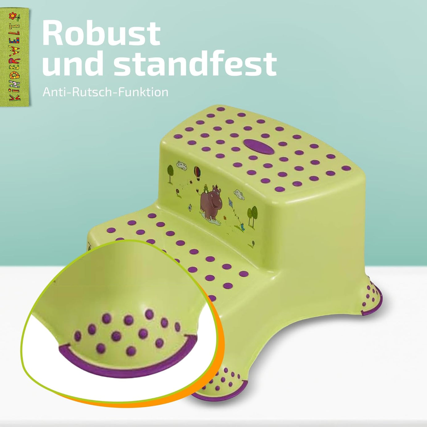 Escabeau 2 marches haut de gamme Tabouret d'écurie vert Hippo