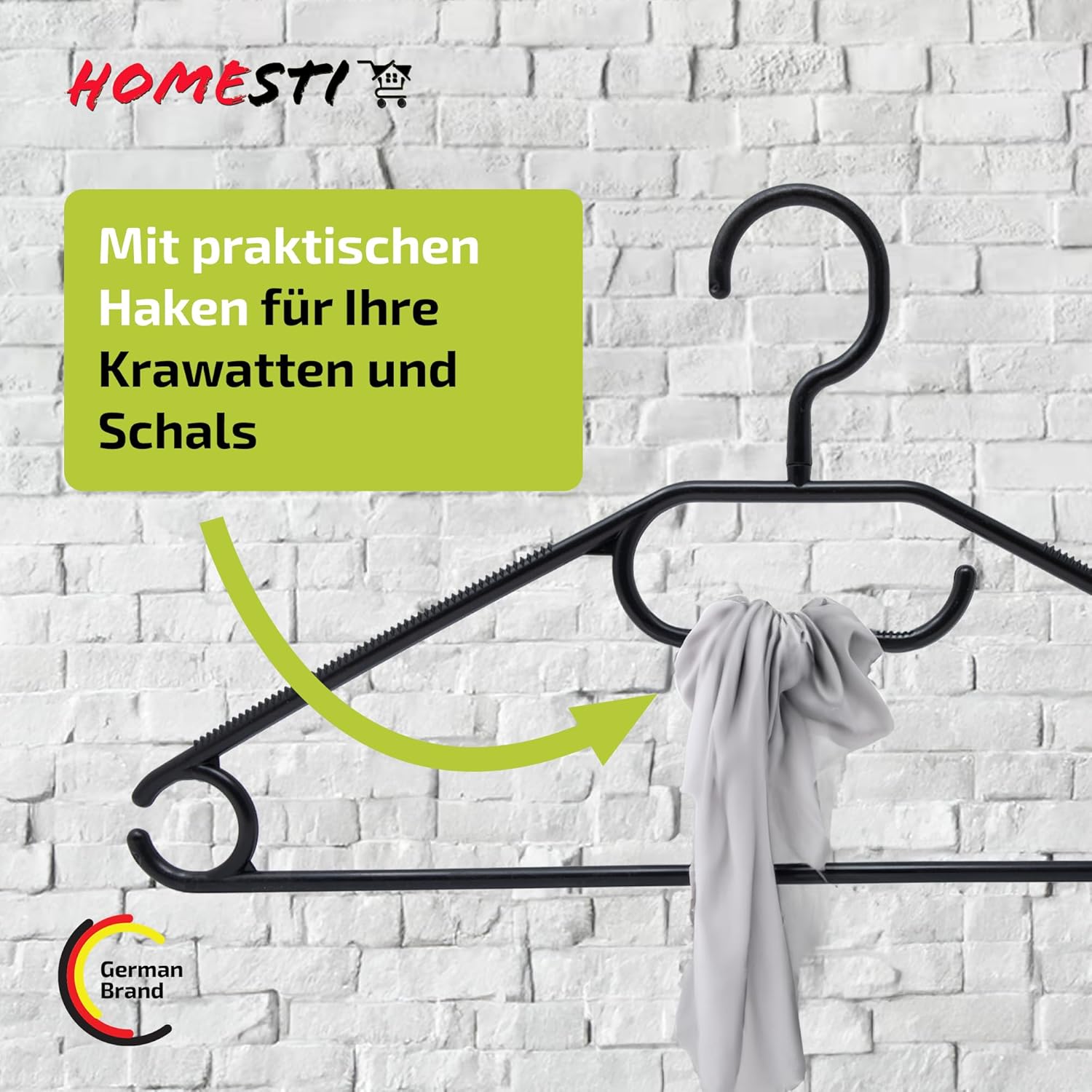 30 Stück multifunktionale Premium Kleiderbügel aus 100% recyceltem Kunststoff Anti-Rutsch-Oberfläche, platzsparend mit Hosensteg und Haken für Krawatten