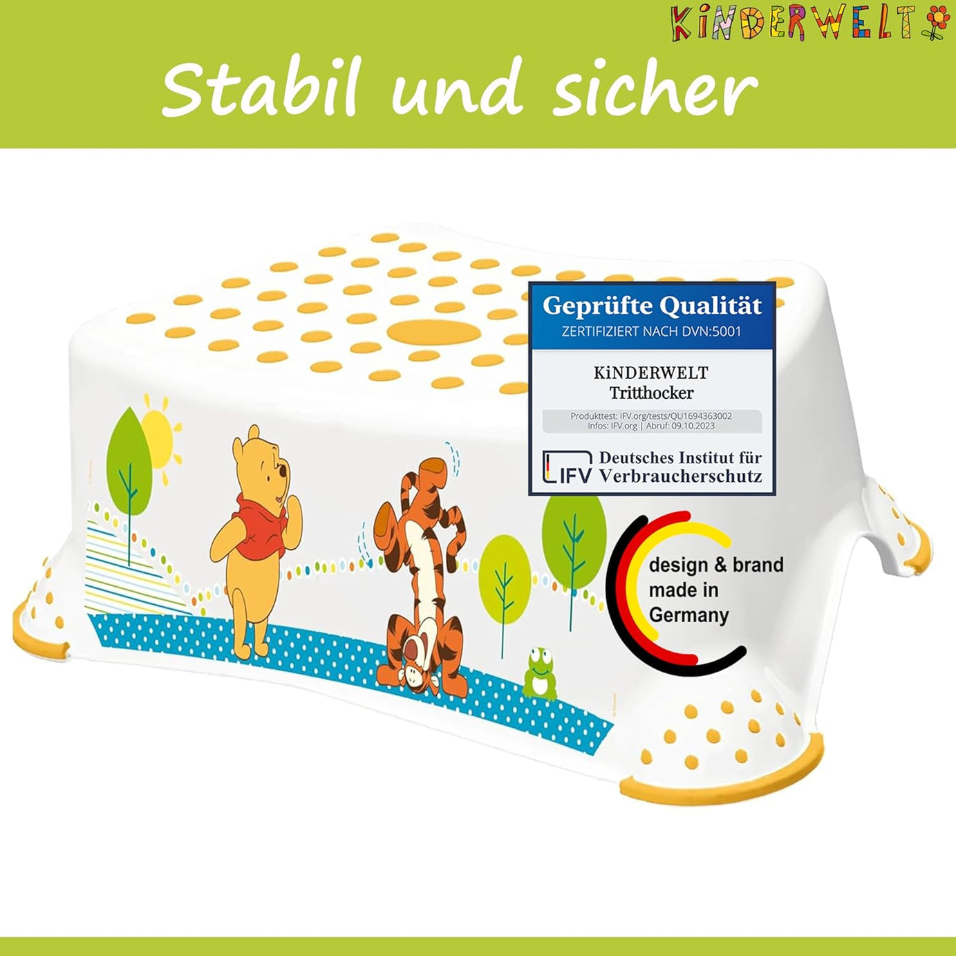 Premium Tritthocker Disney Winnie Puuh weiß  stabiler Hocker für Kinder