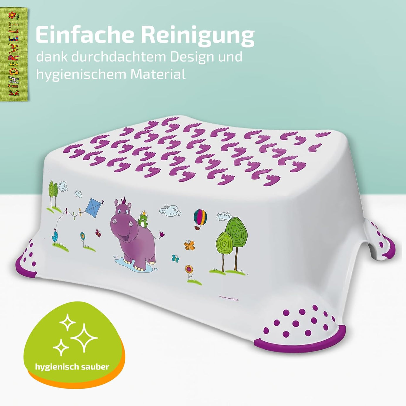 Premium Tritthocker Hippo weiß stabiler Hocker für Kinder