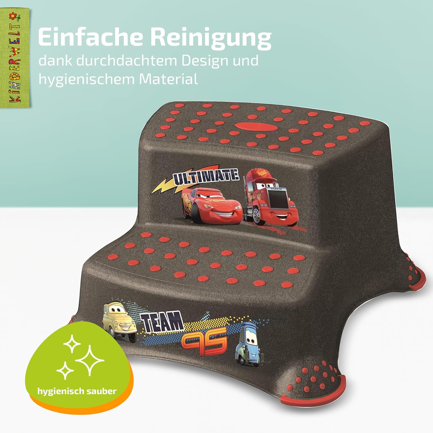 Escabeau à deux marches haut de gamme Tabouret stable métallique Disney Cars