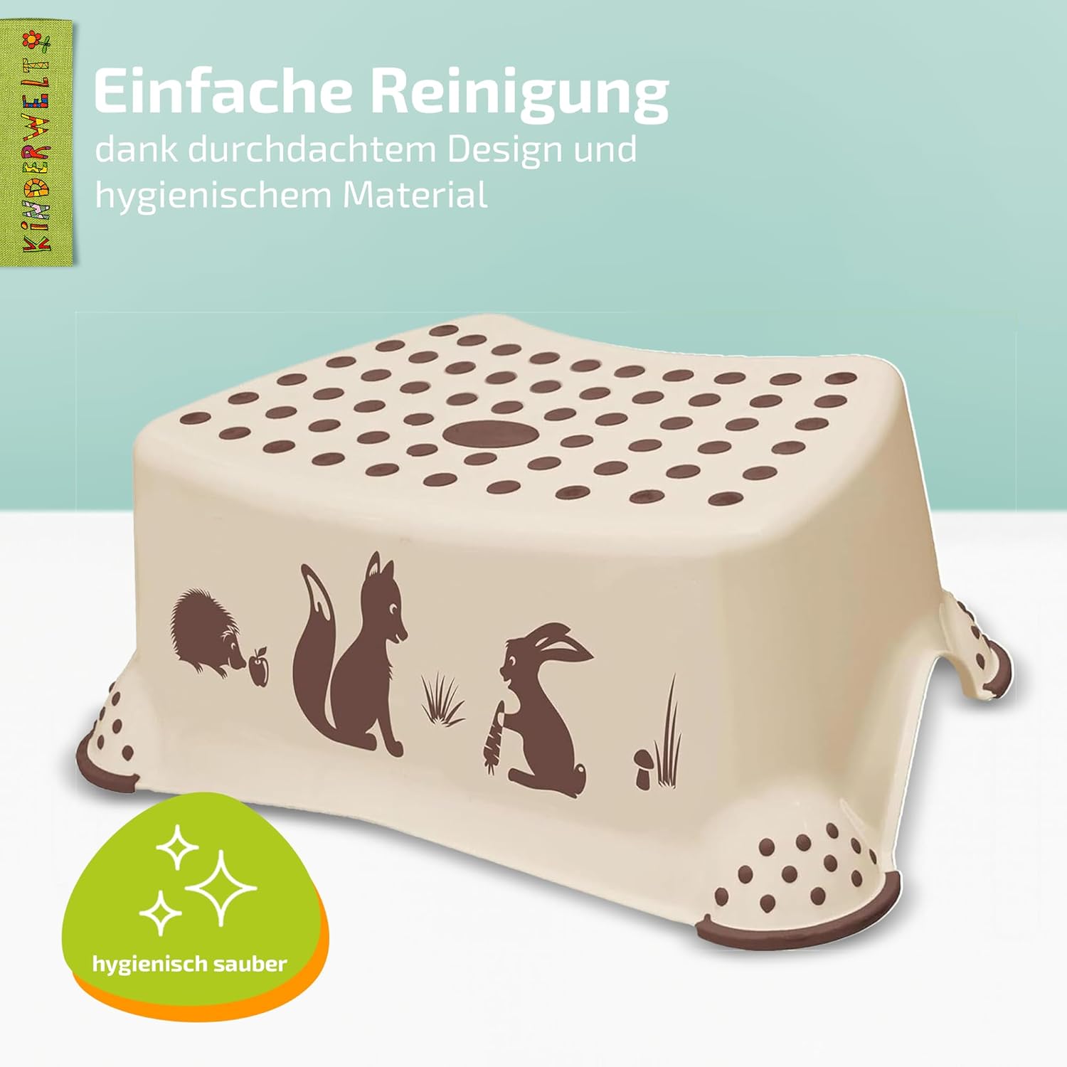 Premium Tritthocker Forest beige stabiler Hocker für Kinder