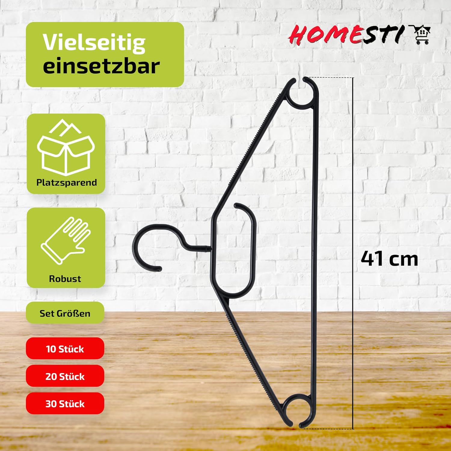 20 Stück multifunktioanale Premium Kleiderbügel aus 100% recyceltem Kunststoff Anti-Rutsch-Oberfläche, platzsparend mit Hosensteg und Haken für Krawatten