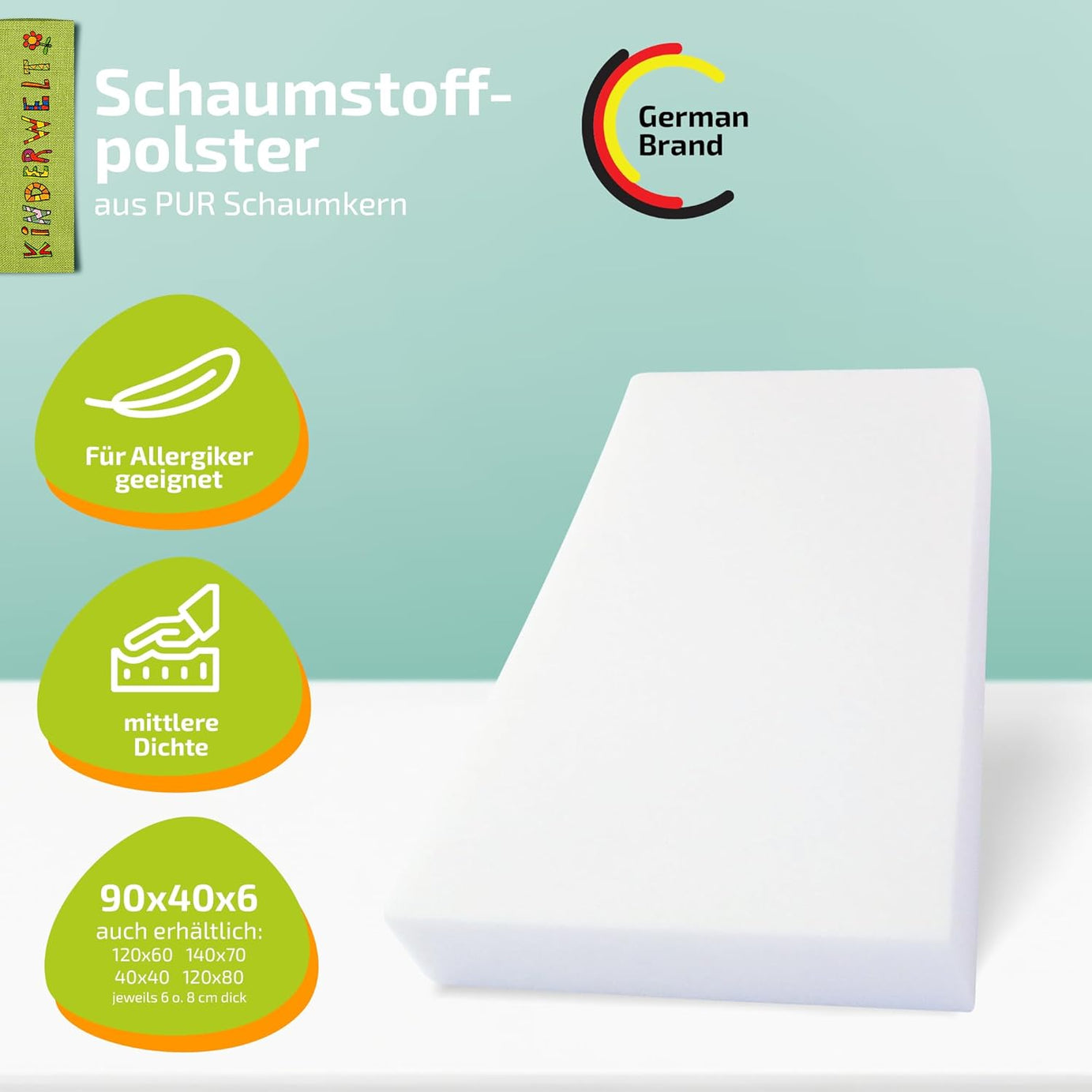 1 x Schaumstoff Polster Schaumstoffplatte Schaum Matratze 90 x 40 x 6 cm