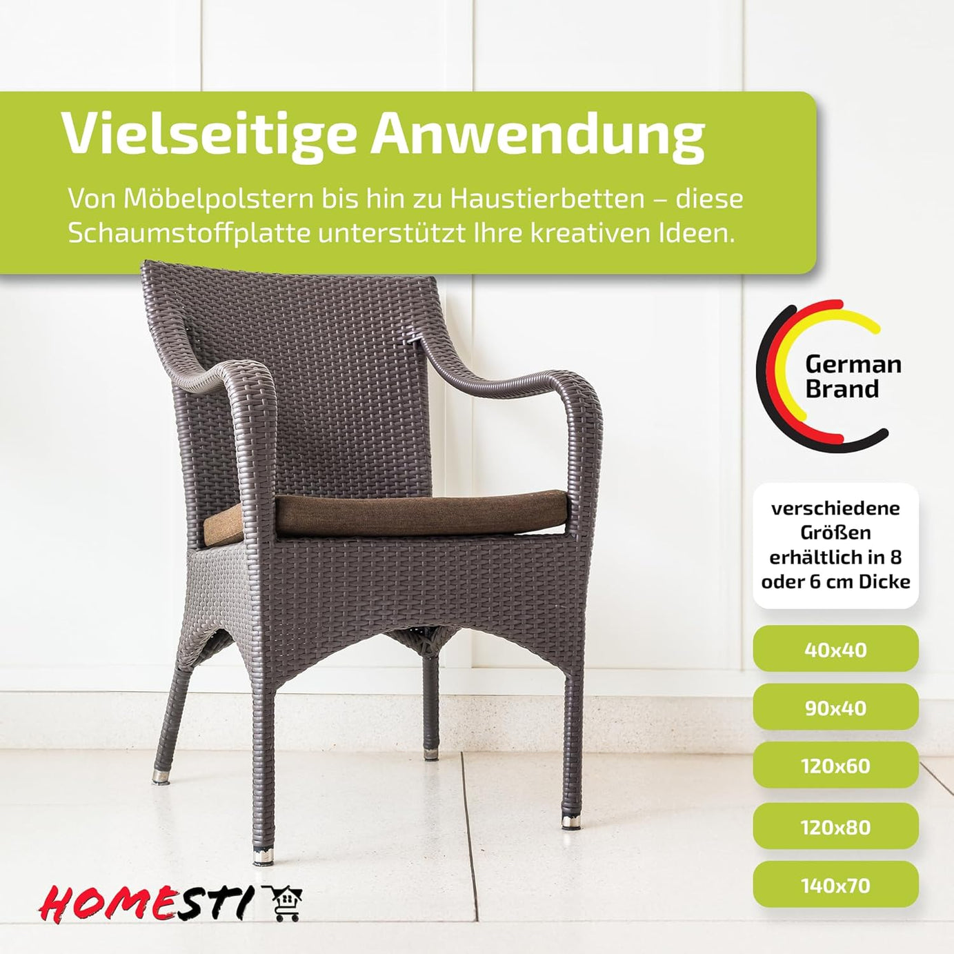 zuschneidbares Polster 140 x 70 x 6 cm Schaumstoffplatte Polsterung