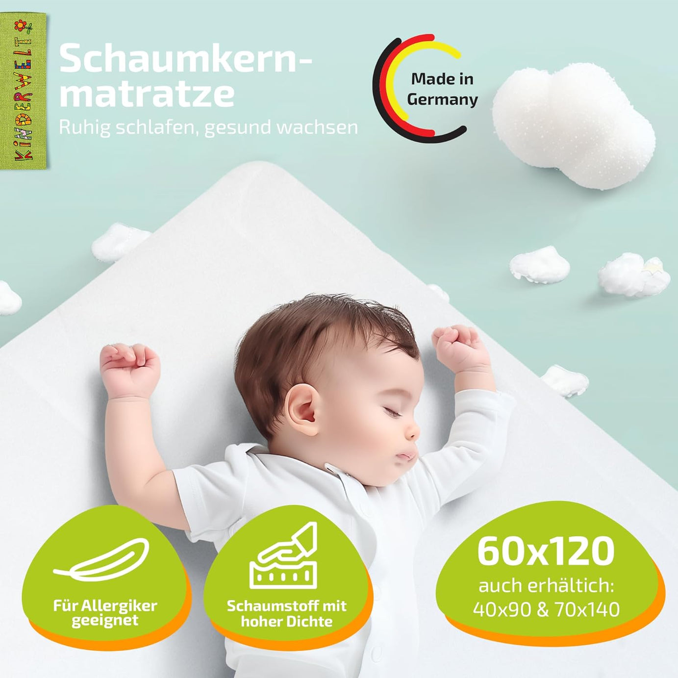 Schaumstoff Matratze 60 x 120 Schaum Baby  Kinder Bett