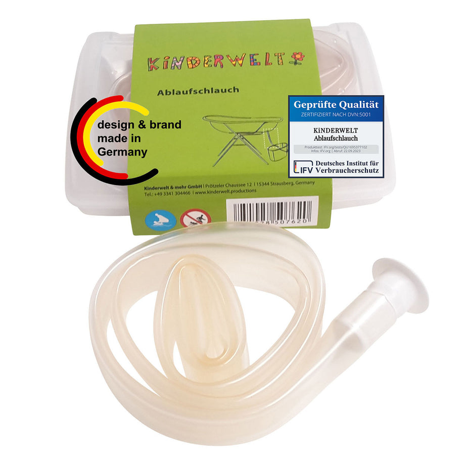 Drain hose from KiNDERWELT for bathtubs with plug, transparent, 100cm