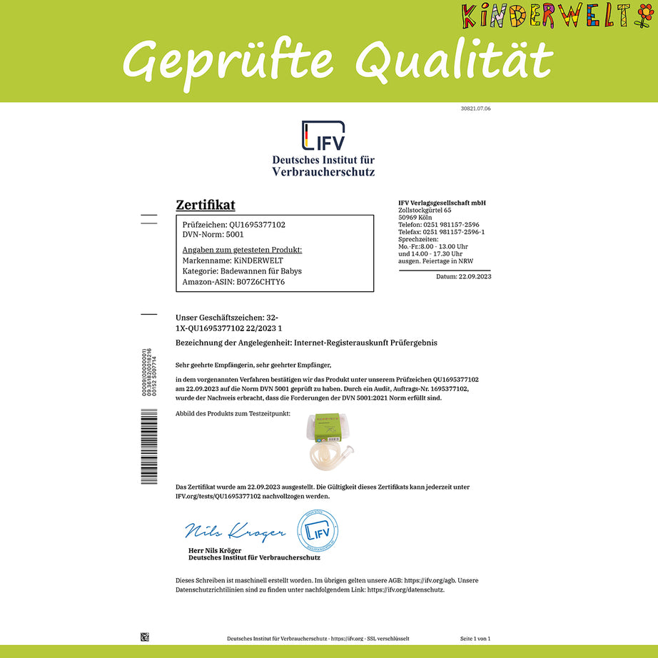 Ablaufschlauch von KiNDERWELT für Badewannen mit Stöpsel, durchsichtig, 100cm