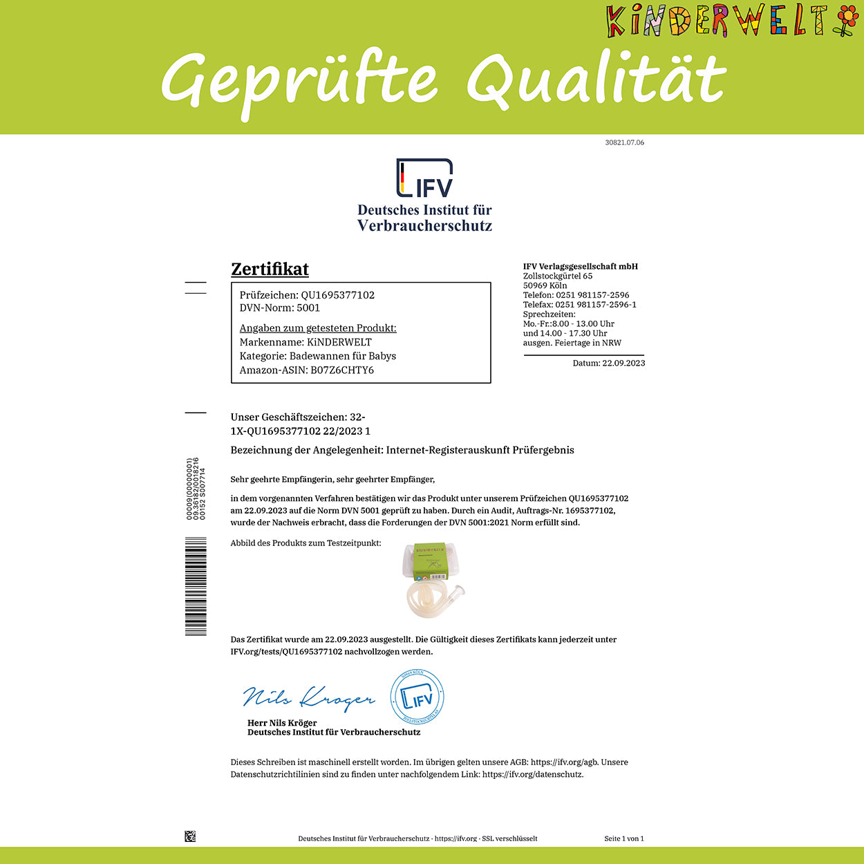 Ablaufschlauch von KiNDERWELT für Badewannen mit Stöpsel, durchsichtig, 100cm