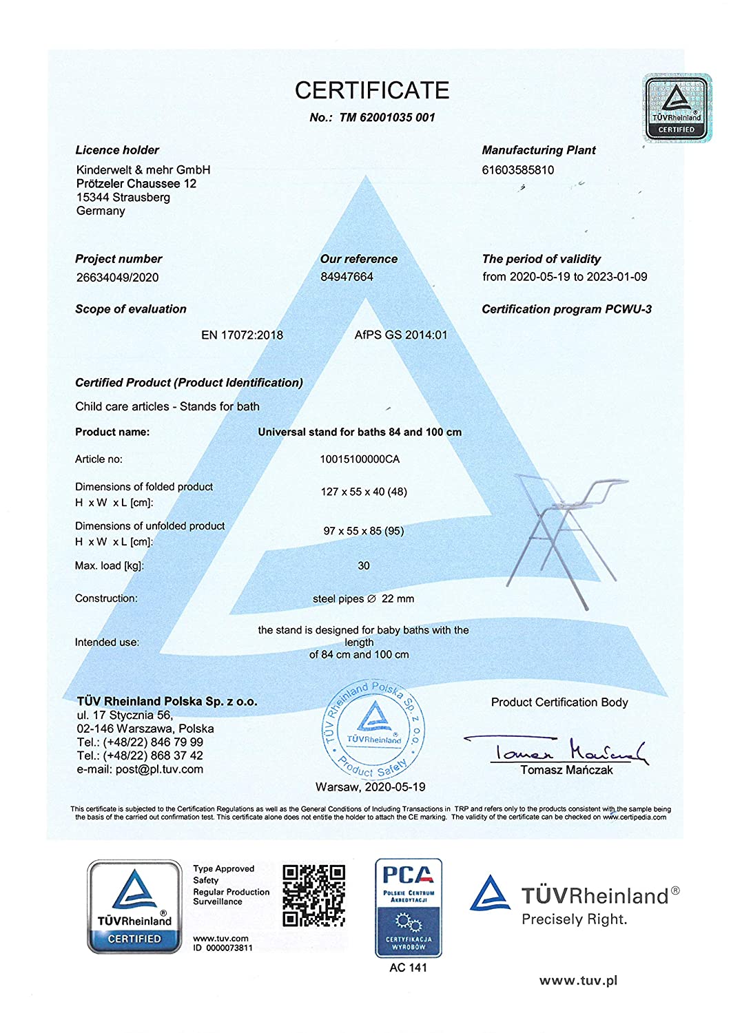 Baby Badewanne 84 aquamarin + Badewannenständer + Waschhandschuh