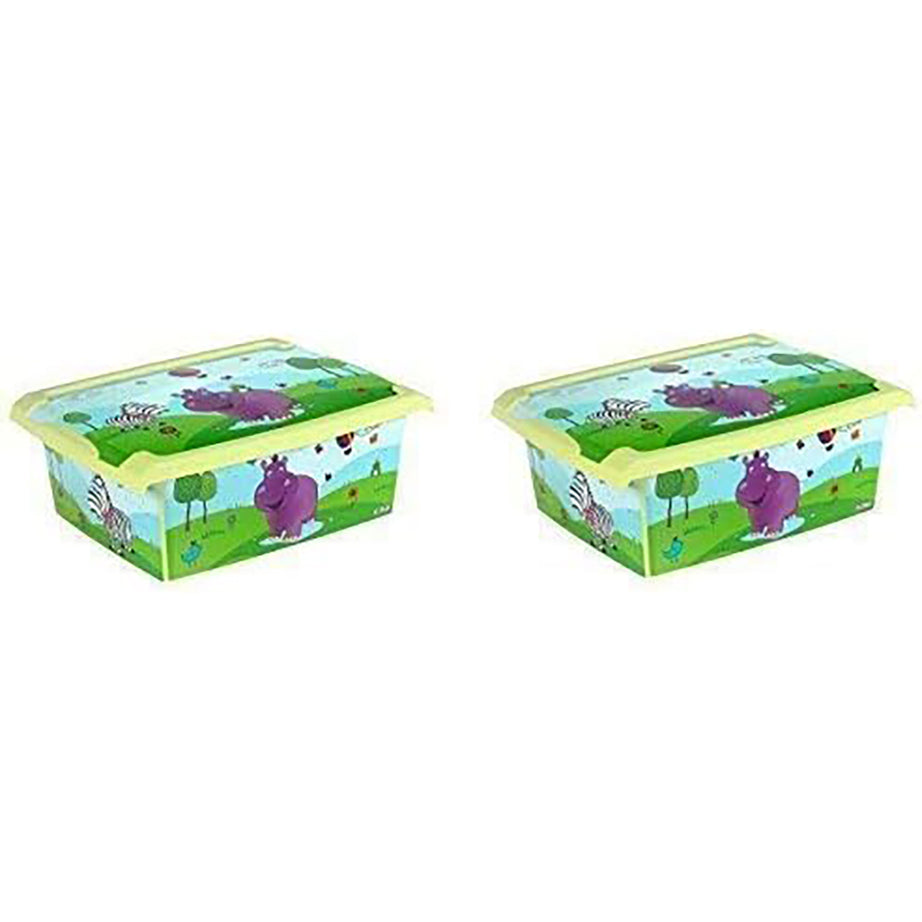 2 x coffre à jouets coffre à jouets boîte de mode Hippo 10 L