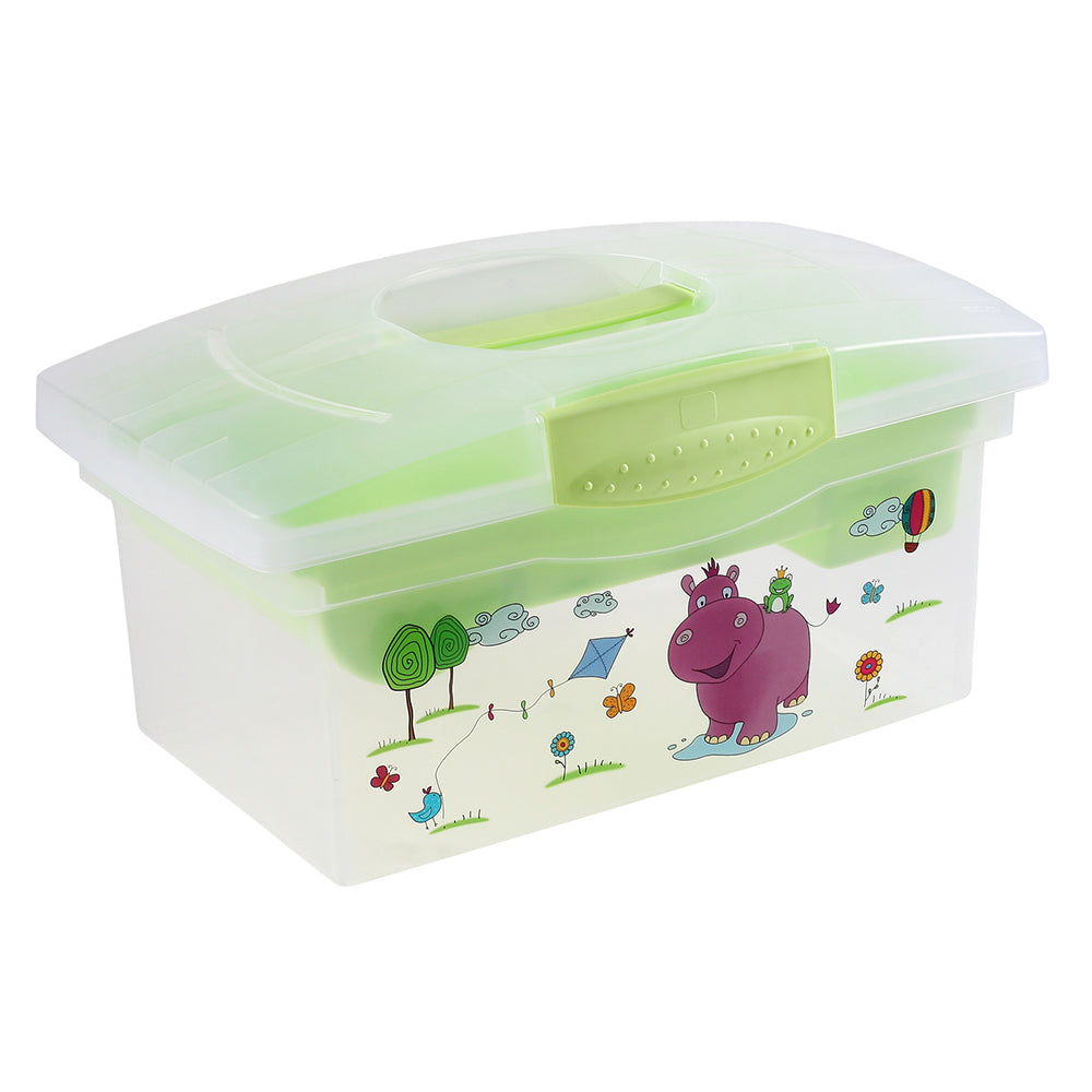 Traveller Hippo green toy box travel box for baby or children