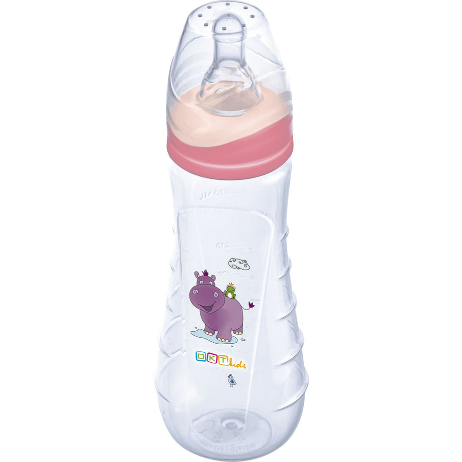 Babyflasche Standard 240 ml Baby Silikonsauger Flasche ab 1.Tag Hippo rosa