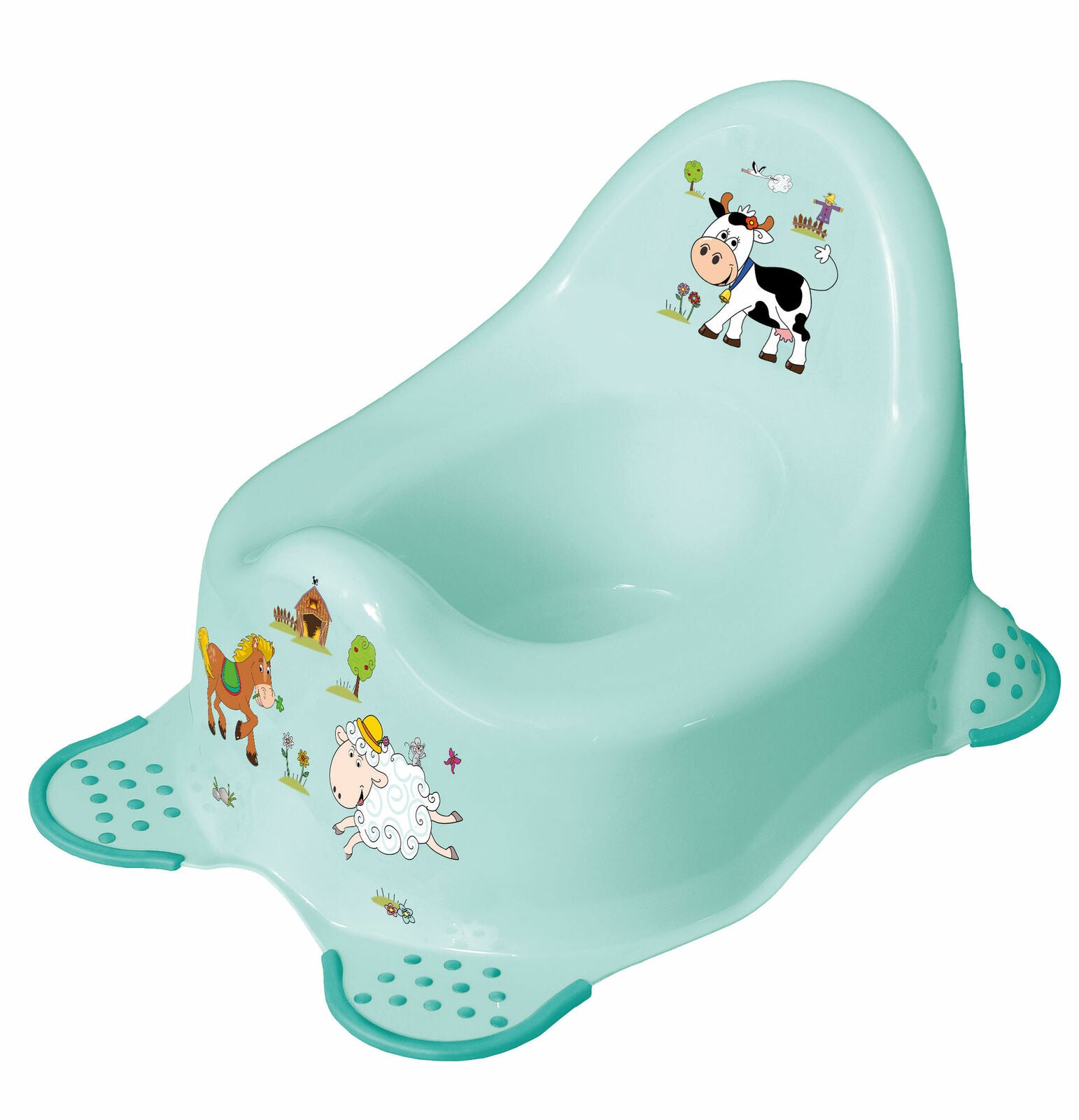 Kindertopf + WC Aufsatz Funny Farm aquamarin  Toilettentrainer