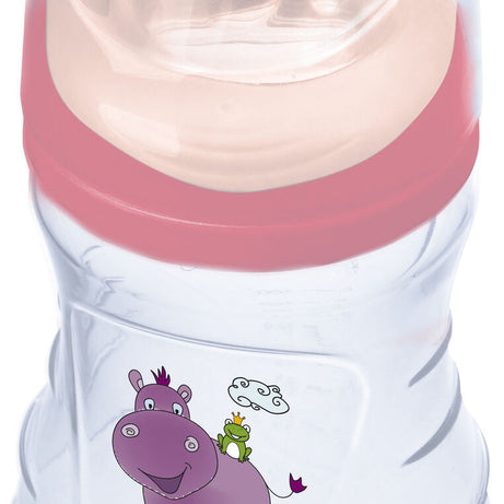 Baby Weithalsflasche Premium 250 ml Baby Flasche ab 0 Monate  Hippo rosa