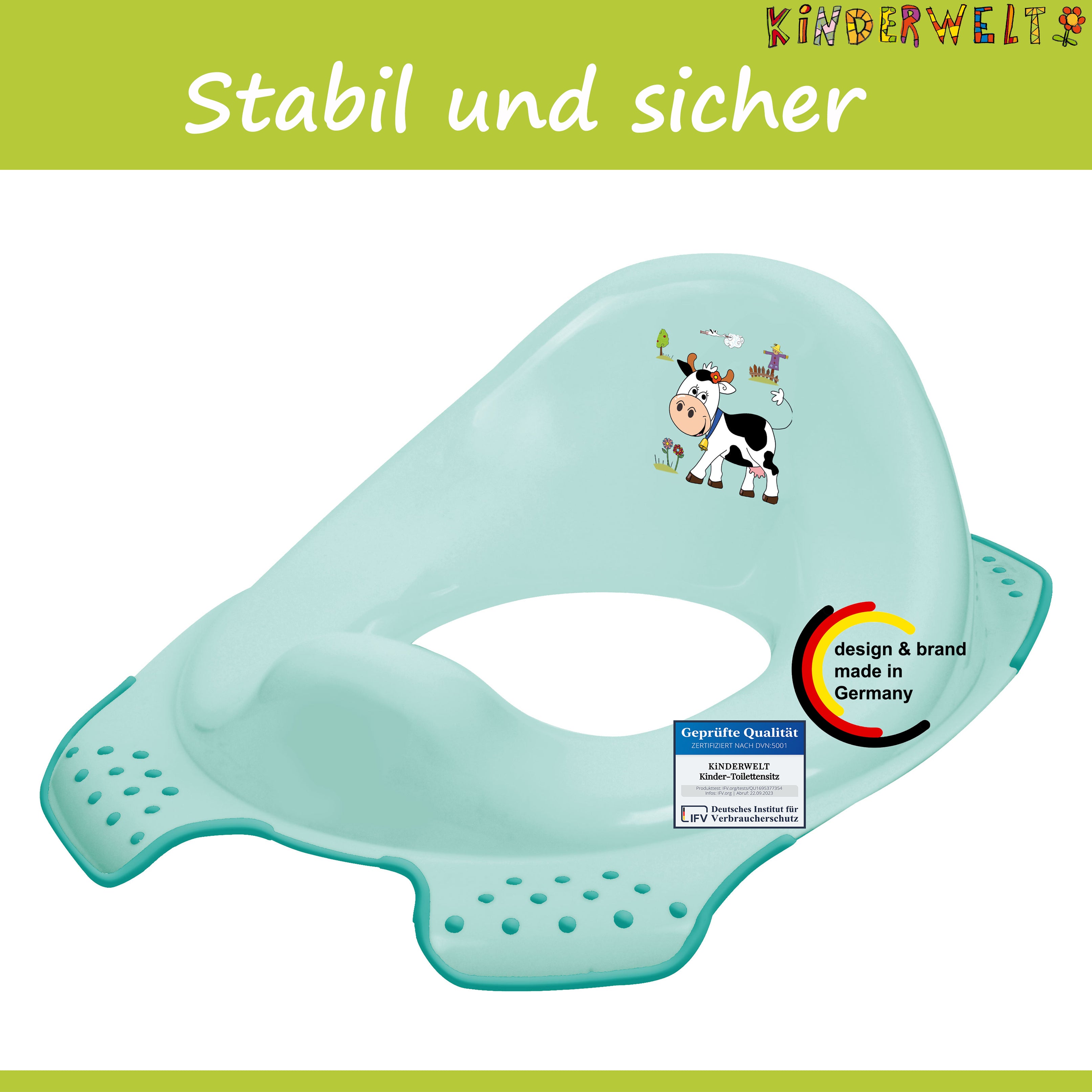 3er Z Set Funny Farm aquamarin: Kindertopf + WC Aufsatz + zweistufiger Hocker mit Anti-Rutsch-Funktion