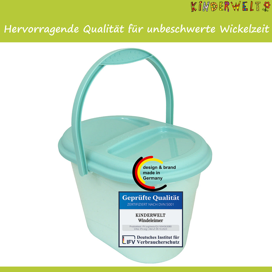 Premium Windeleimer aquamarin mit Deckel und Tragegriff