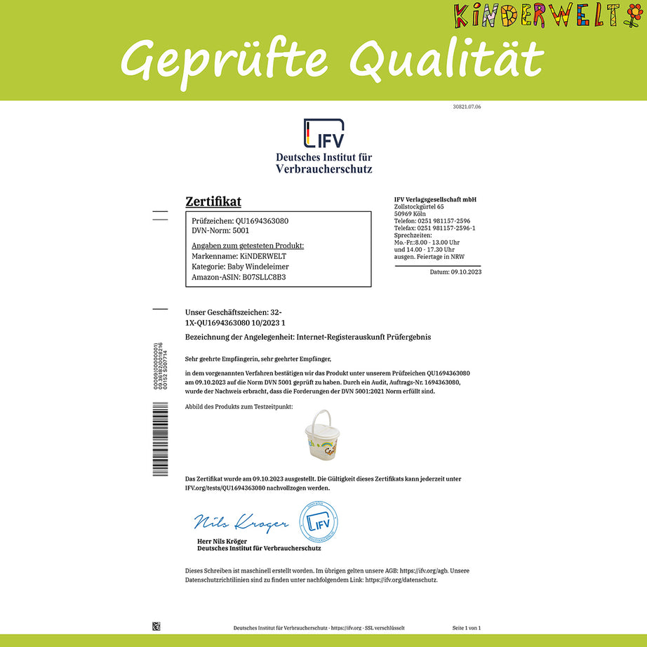 Premium Windeleimer aquamarin mit Deckel und Tragegriff