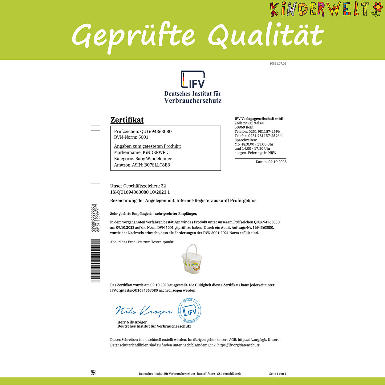 Premium Windeleimer aquamarin mit Deckel und Tragegriff